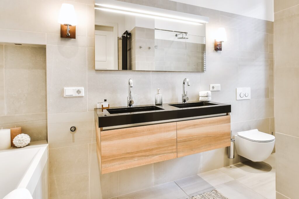 Elevate your bathroom's style with this glamorous gold mirror frame from Home Depot. Bathroom makeover (1)