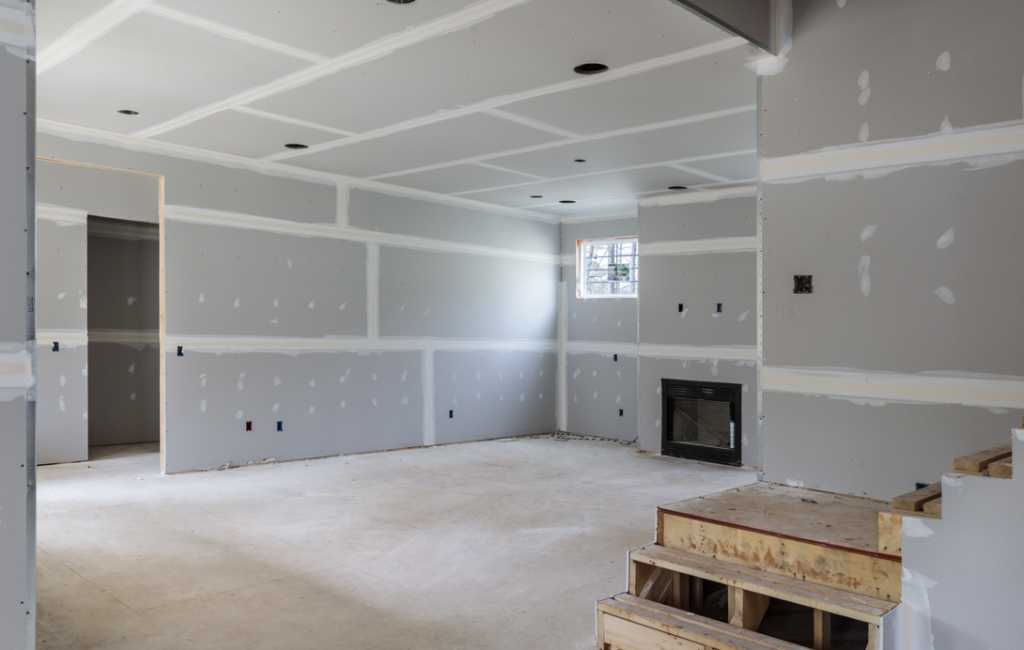 Halfway remodeled basement